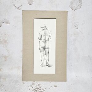 Tien Phan Nude Figure Back View Original Pencil Drawing Art Signed 13x19 OOAK
